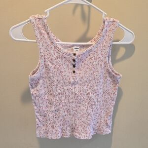 Old Navy White and Pink Floral Tank Top